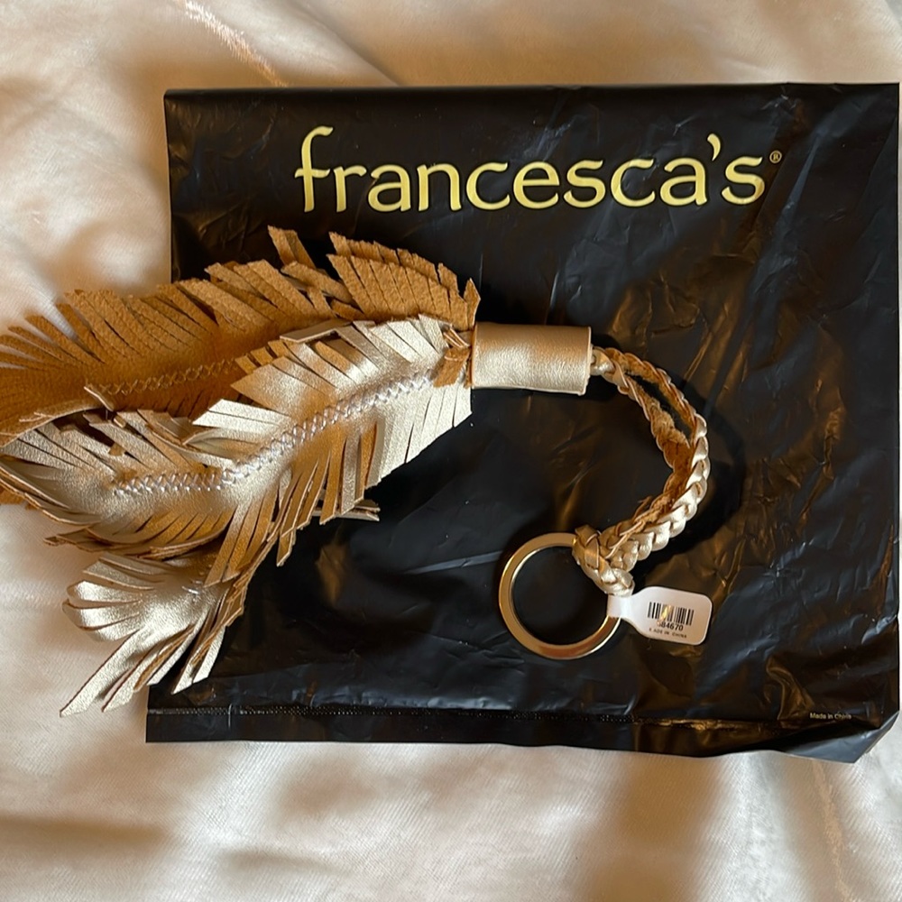 NWT - Leather Feather Key Chain - NEW